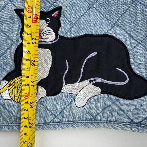 Vtg CAT Quacker Factory Jacket Womens L Quilted Embroidery Grannycore (READ) - Picture 10 of 10